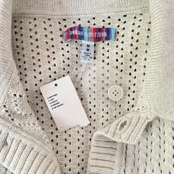 Urban Outfitters UO Zev Button-Down Cotton Polo Sweater Cardigan Size M - Picture 7 of 13
